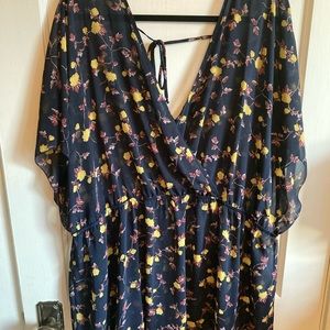 Navy Floral Pattern Sheer Torrid Plus Size 5X Top